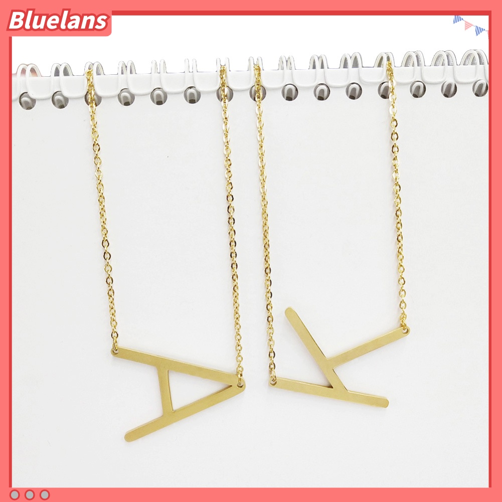 Kalung Liontin Inisial Huruf A-Z Bahan Stainless Steel Lapis Emas Gaya Korea