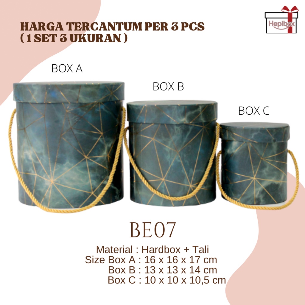 

Round Box / Gift Box Bulat / Box Bunga (Large Medium Small) | BE07