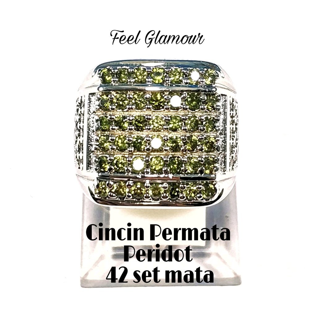 CINCIN BATU PERMATA PERIDOT 42 SET MATA SILVER VERSION