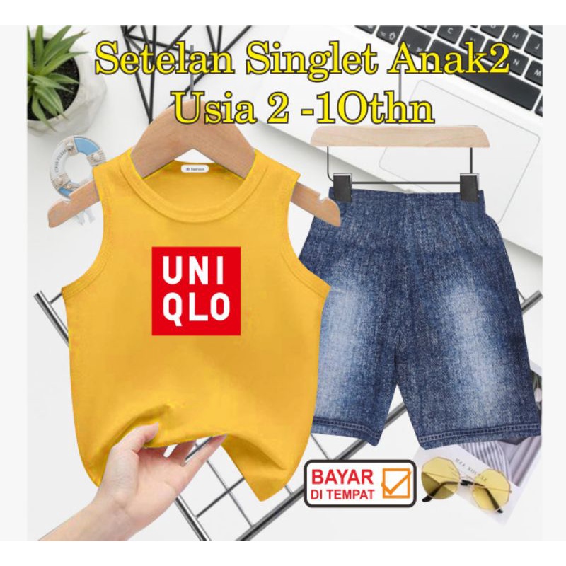 ((IB))SETELAN SINGLET ANAK SEMI JEANS/UN16LO DIGITAL SABLON