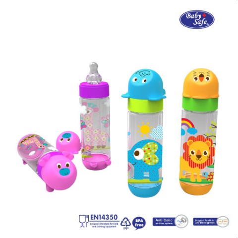 Baby Safe Botol Susu Bayi Karakter Boneka Lucu Feeding Bottle BPA Free Nipple Reguler 250 ml AP002