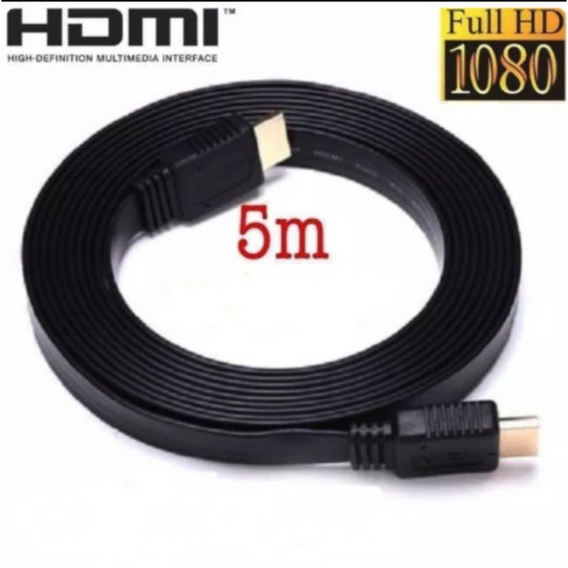 Kabel Hdmi Flat 5meter 3D versi 1.4/ kabel hdmi v1.4 3D 5 meter/ hdmi 5meter/ hdmi 5m/ kabel hdmi m to m 5meter kabel hdmi 5meter  bagus