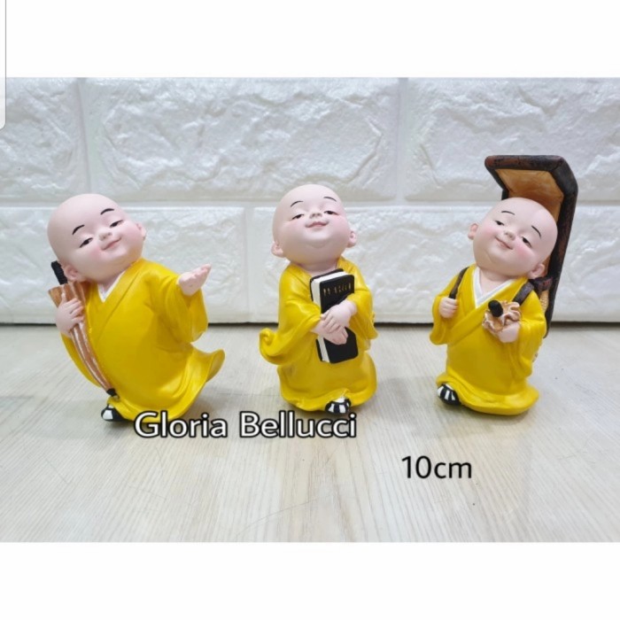 patung pajangan julai 3 biksu maitreya buddha julaihut lucu dekorasi