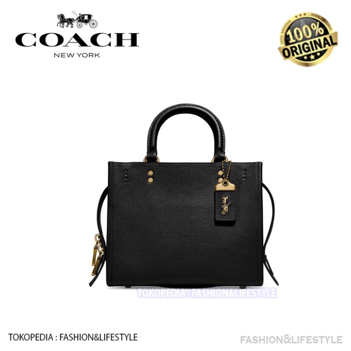 (100% ORIGINAL) Tas Coach Rogue 25 Leather Black C3877