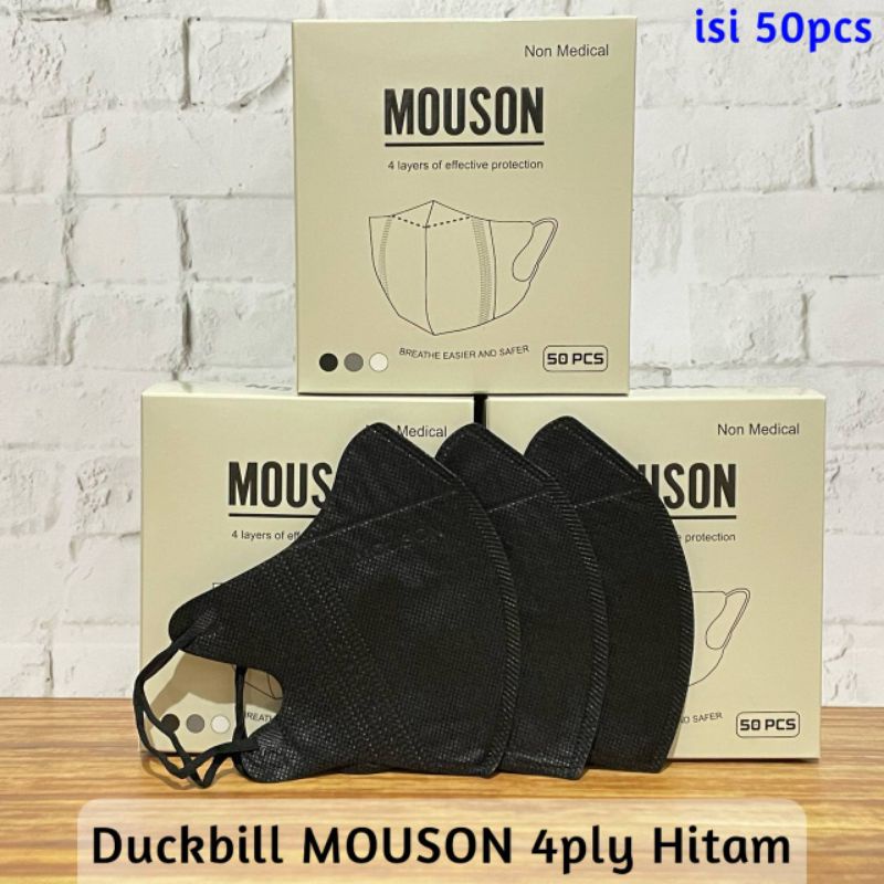 Masker Duckbill Mouson 4ply ORIGINAL (embos mouson), Hrg 1box isi 50pcs