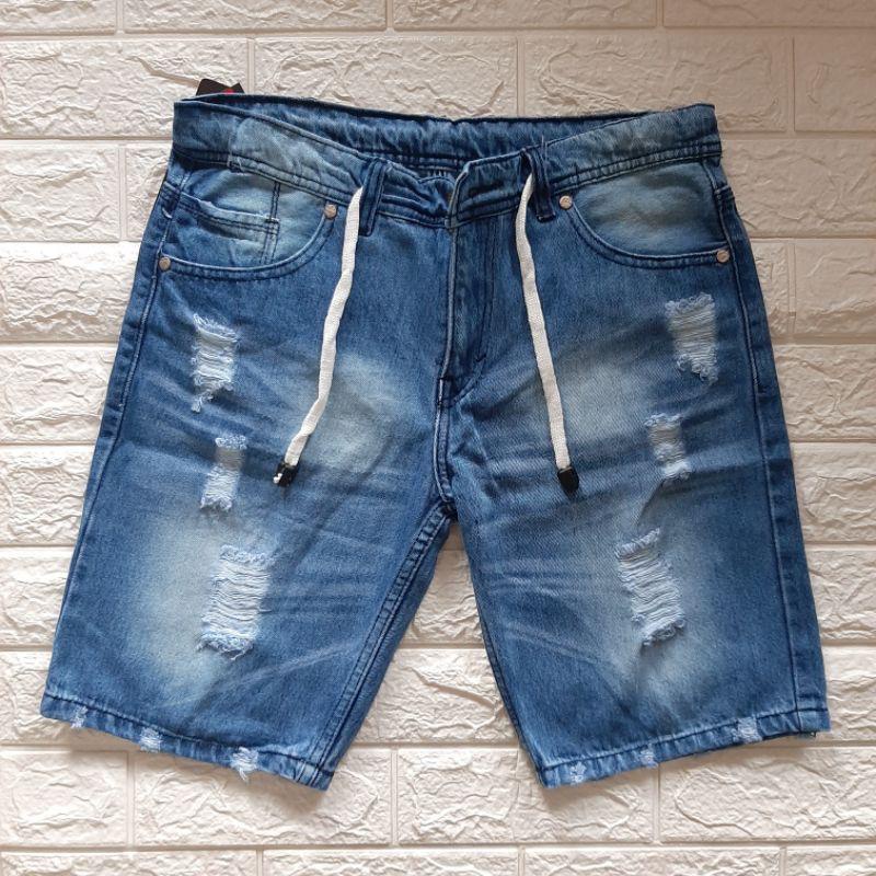 MurahBanget Celana Jeans Pendek Sobek Pria Wisker Jeans Pendek Ripped Robek Pria   jeans short pants