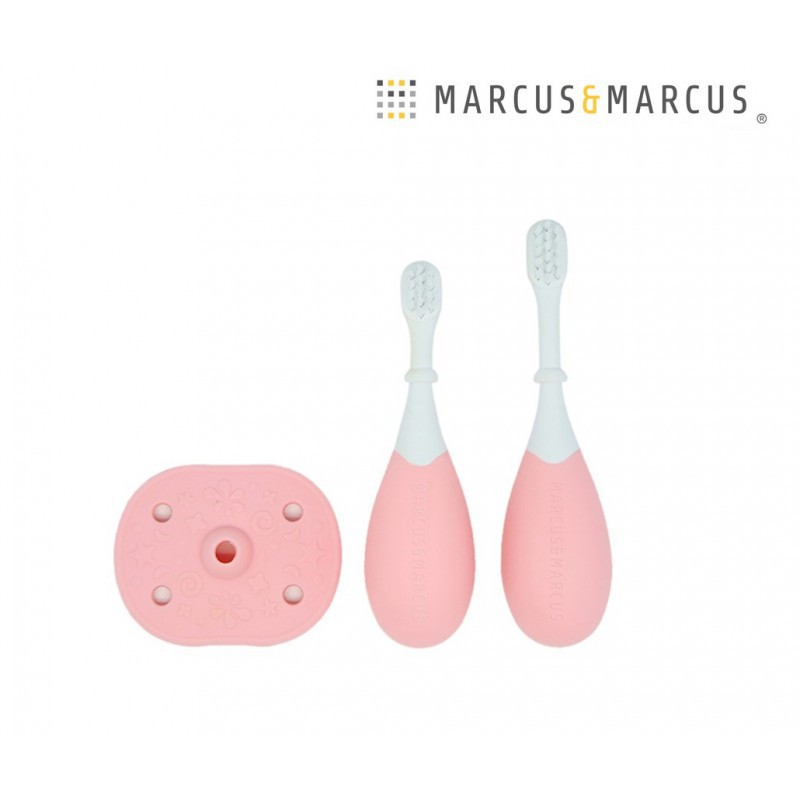 Marcus &amp; Marcus Palm Grasp Tooth Brush Set Sikat Gigi Bayi 12m+ - Pink