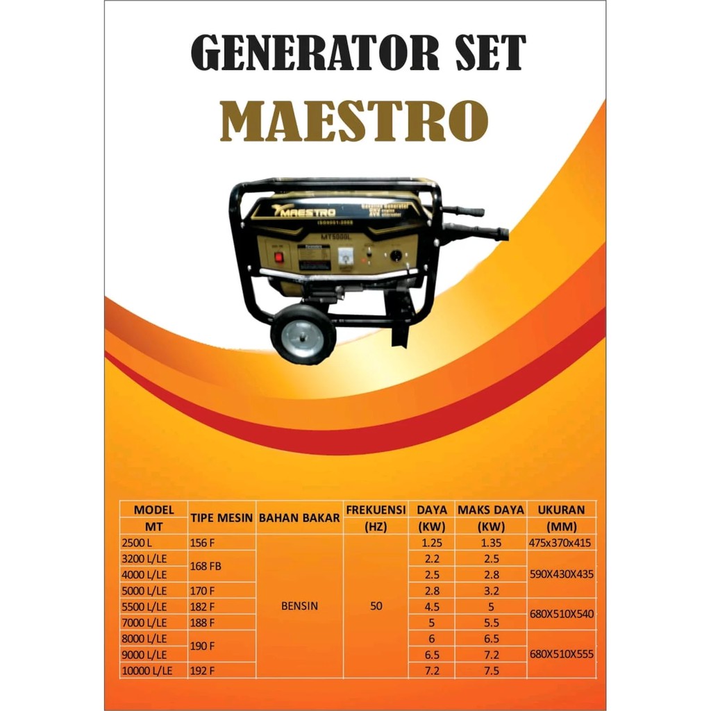 Genset Maestro Tipe Mt 10000 Ce
