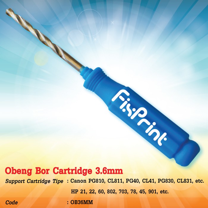 Obeng Bor Cartridge 3.6mm Bor Tangan Drill Infus Ciss Modif Printer Canon PG810 CL811 HP 802 678 680