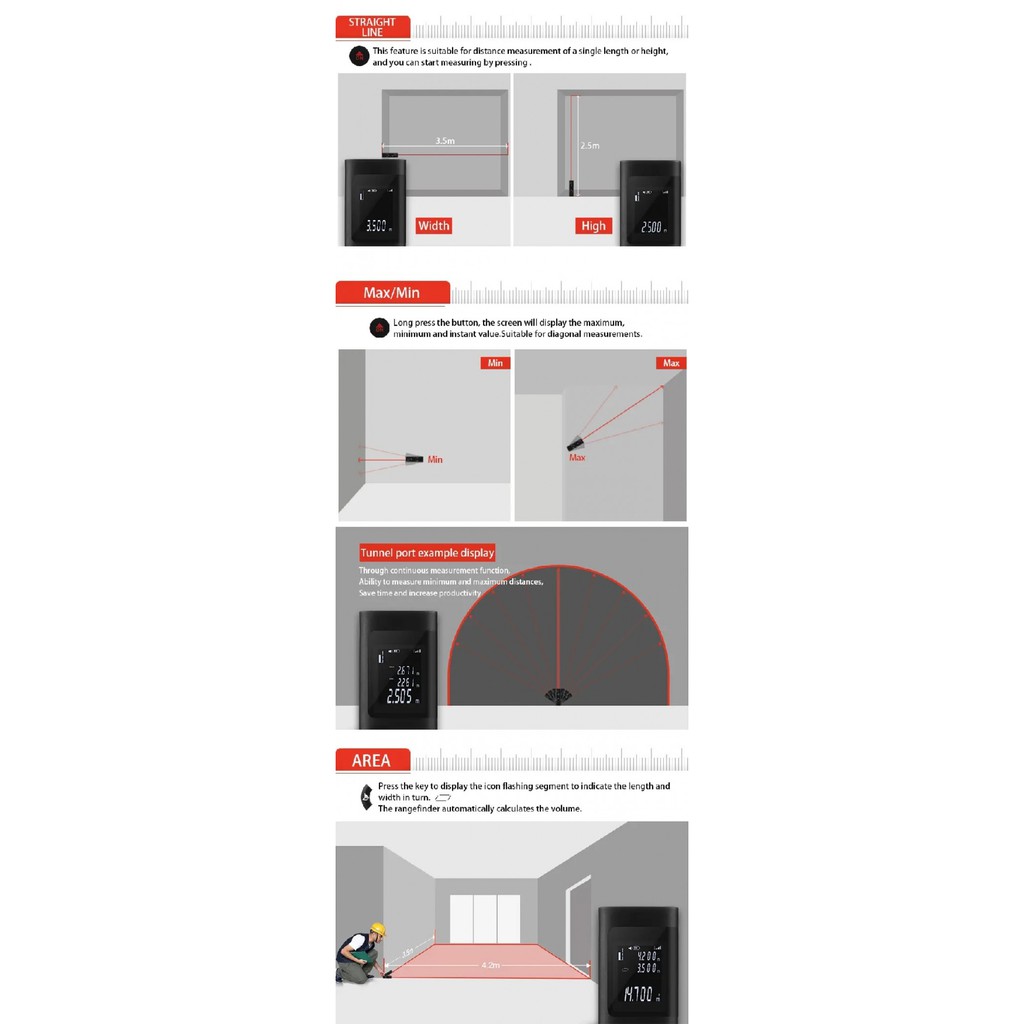 JQ-40 - Handheld 40M Laser Rangefinder Distance Meter with LCD Display