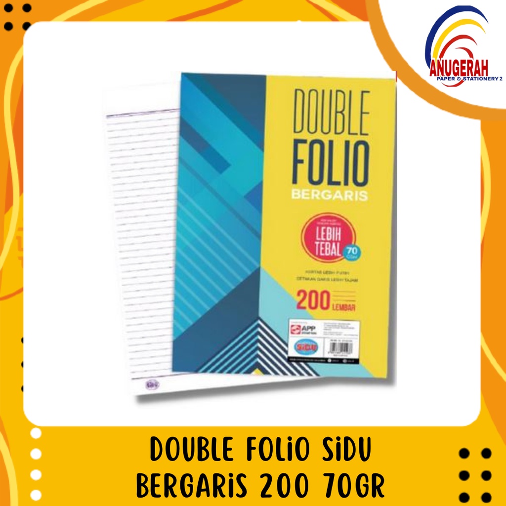 

Kertas Double Folio Bergaris SIDU/ Sinar Dunia 200 lembar (PAK)