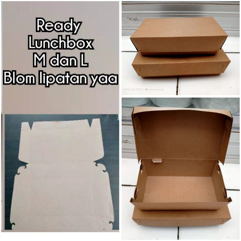 

paperlunch box coklat M & L paper lunch Kraft laminasi 310gsm