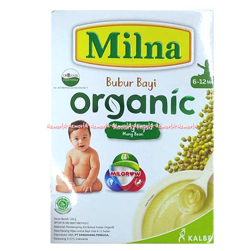 Milna Bubur Bayi Kacang Hijau 120 gr bubur bayi 6 bulan keatas dengan 12 vitamin dan 8 mineral