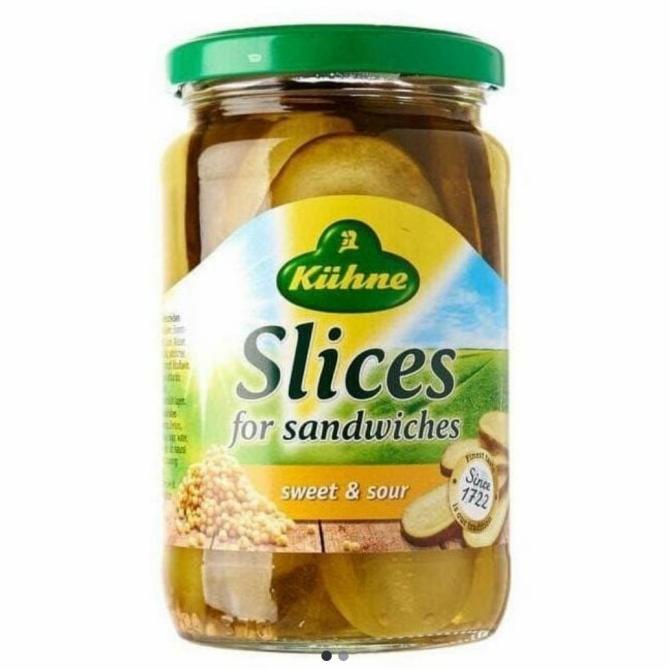 

] KUHNE PICKLE SLICE FOR SANDWICHES SWEET AND SOUR 330 gr acar timuniris