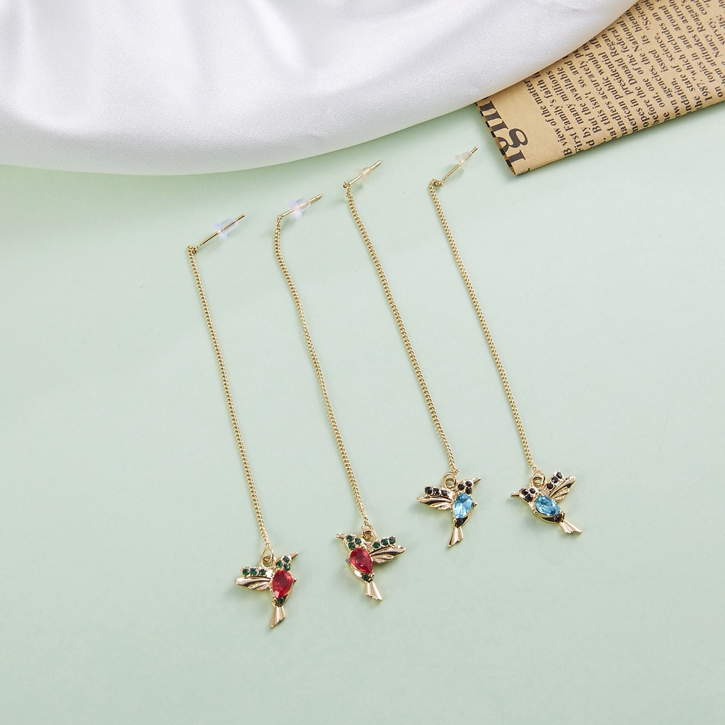 Anting Stud Desain Hewan Burung Hummingbird Untuk Aksesoris Perhiasan