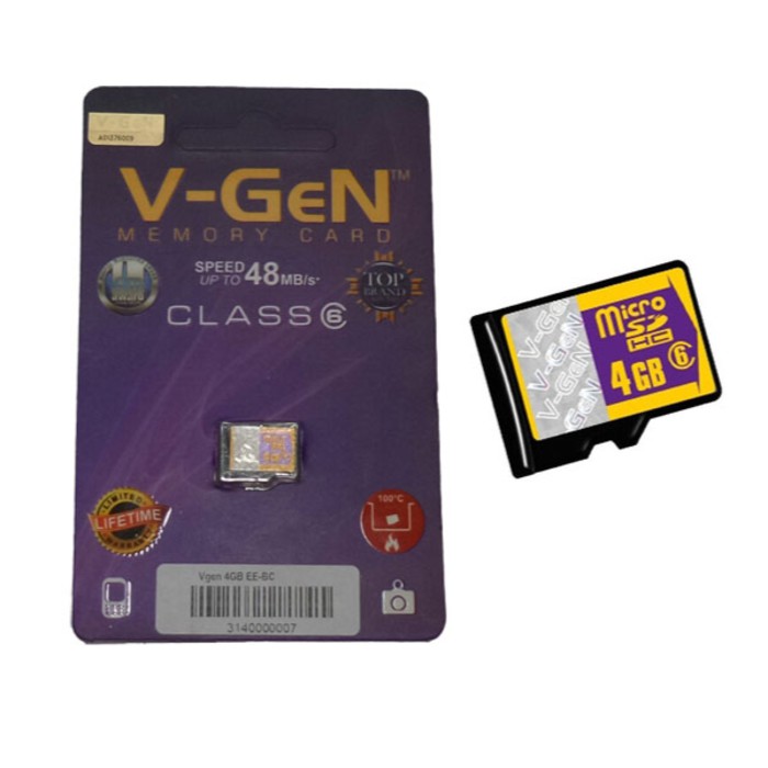 MEMORY V-GEN MICRO SD 4 GB CLASS 6 NA Original