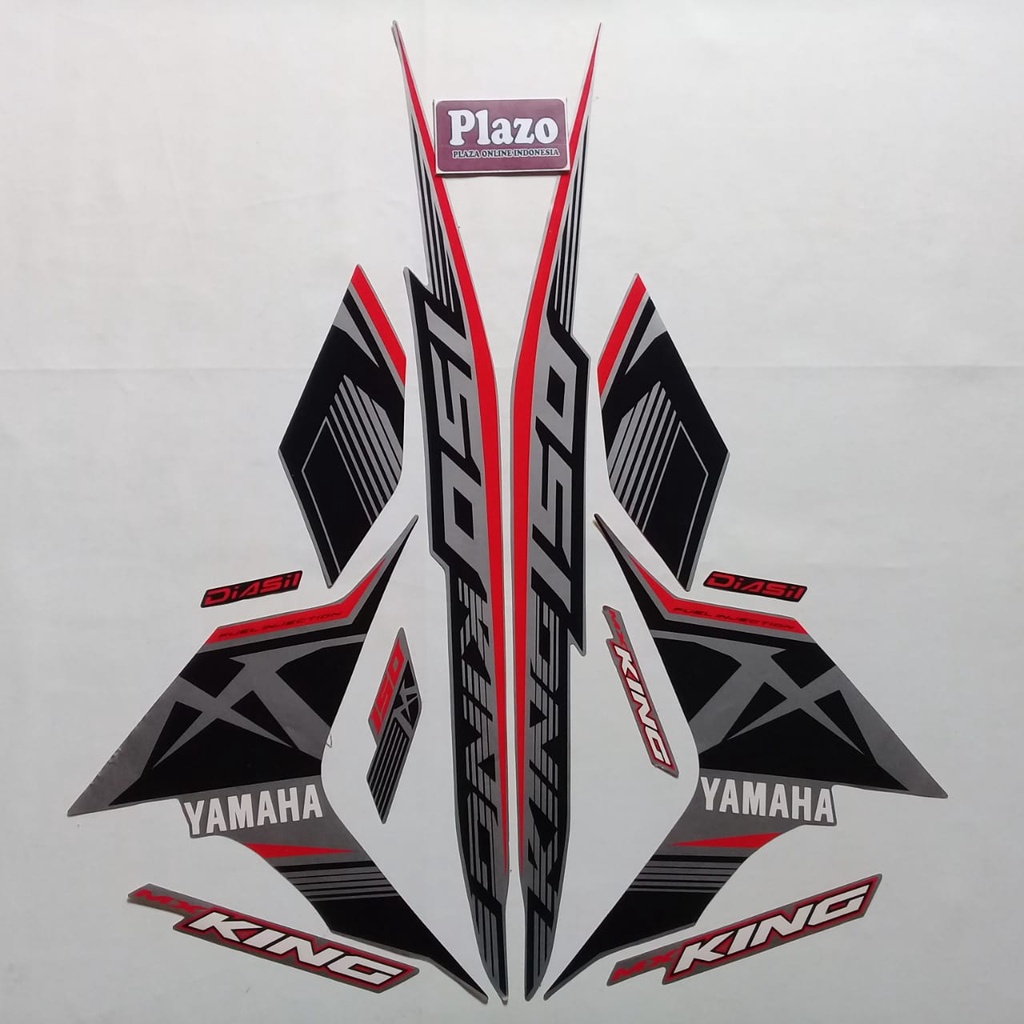 sticker motor striping body yamaha jupiter mx king 2017full silver-merah