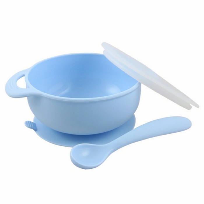 BABYQLO Silicone Suction Bowl and Spoon Set Mangkuk Bayi Silikon