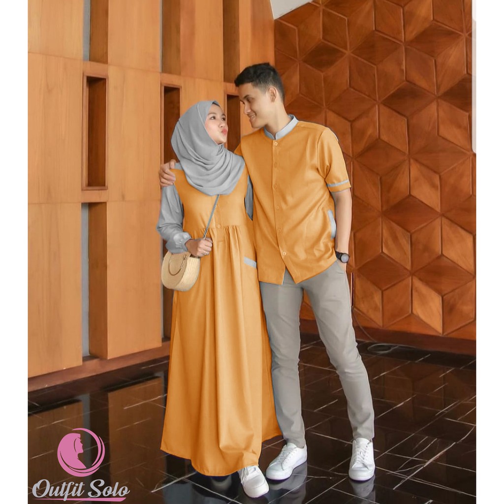 Baju Gamis Kapel  Pasangan Set Couple Suami Istri Kapelan Kondangan kekinian terbaru 2022