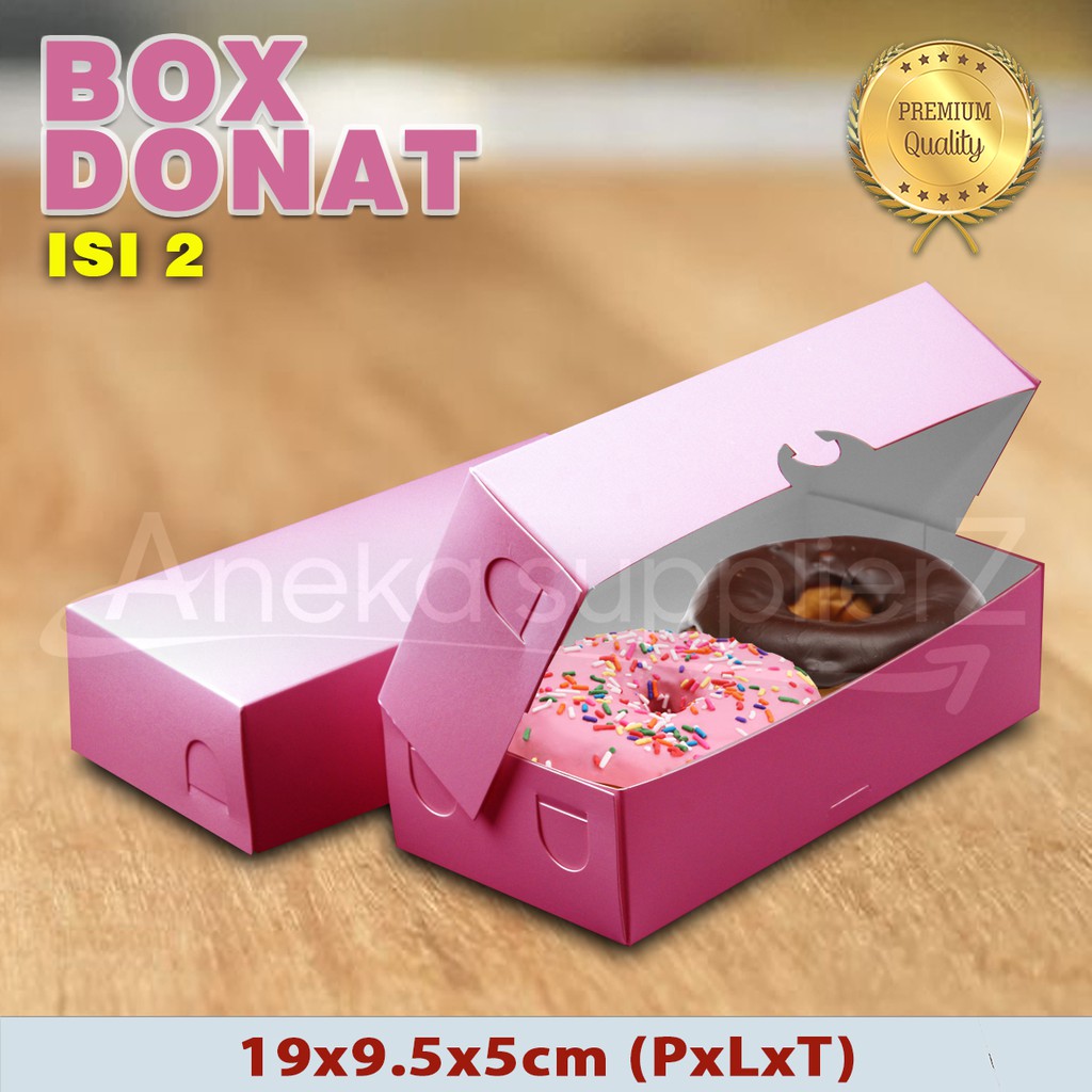 Box Donat - Kotak Donat - Dus Donat - PINK - Isi 2 (50pcs)