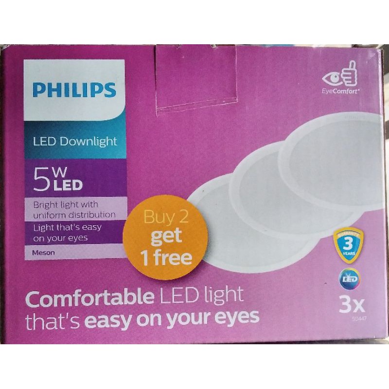 Downlight LED Philips Meson 5 Watt Beli 2 Gratis 1 Warna Putih &amp; Kuning