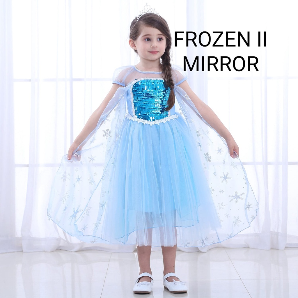 DRESS PRINCESS ELSA FROZEN SPARKLE / GAUN PESTA ANAK PEREMPUAN IMPORT BAGUS