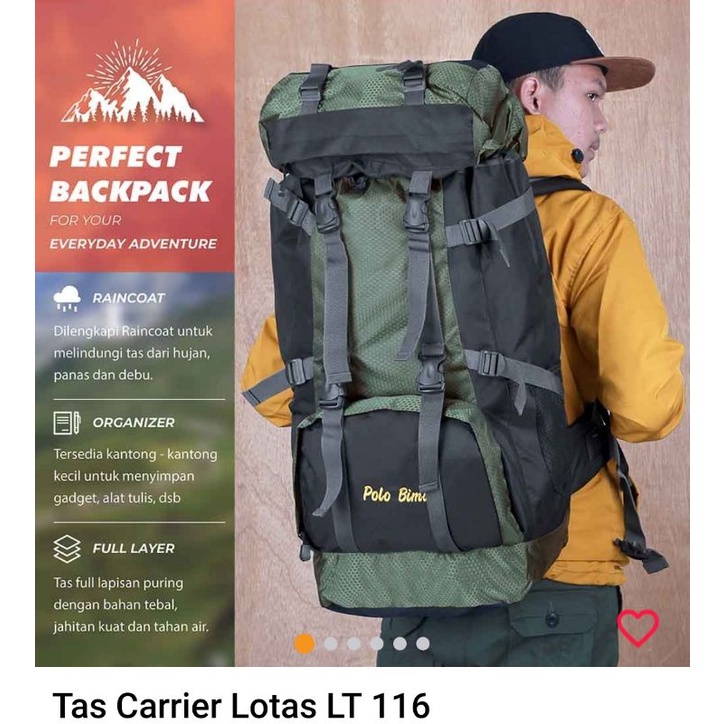 ARG Tas Ransel Keril Gunung Carrier Camping Kapasitas 60L Semi Water Resistant Outdoor Hiking Bag FK8607 Punggung Pria/Cowok