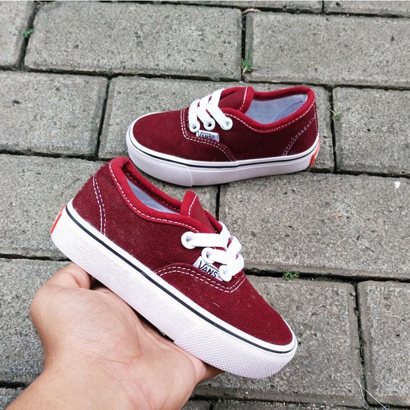 sepatu anak laki laki perempuan Vans outhentic maroon premium grade original