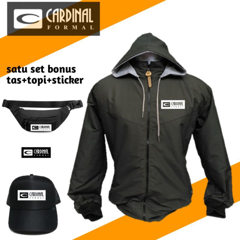 JAKET PARASUT CARDINAL kotak anti air ijo army. bonus TAS+TOPI dan sticker