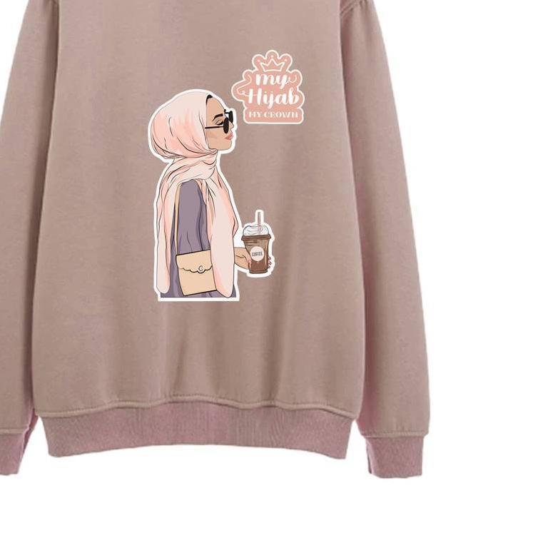 My Hijab My Crown Sweater Wanita Oversize M - XXL Fleece