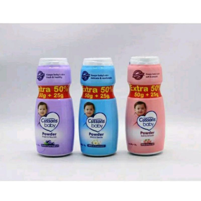 Cussons Baby Powder Extra 15g (35g + 15g) dan 50% (50g + 25g) Bedak Bayi