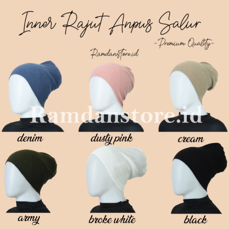 Inner Rajut Anpus salur Premium// Ciput knit Anti Pusing//Bandana Hijab