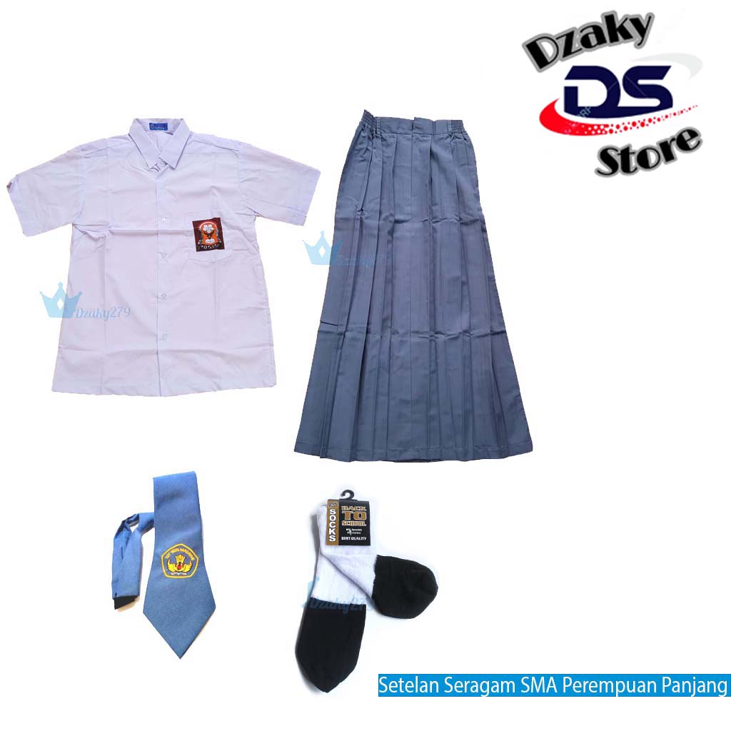 Setelan Seragam SMA Perempuan Pendek / Baju Seragam SMA Cewe Lengan Pendek
