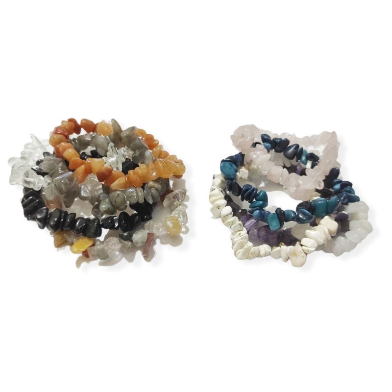 Gelang Quartz Crystal Elastis Batu Alam Bohemian Etnik Bracelet Ethnic Natural Stone Beads