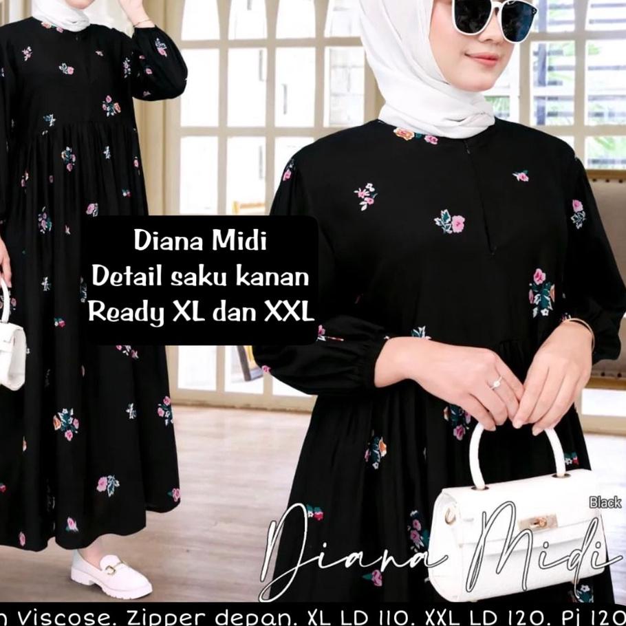 ღzdw-752 Midi Dress Motif Original - Home Dress Busui Rayon Viscose Premium - Kalana Anira Bunga Gay