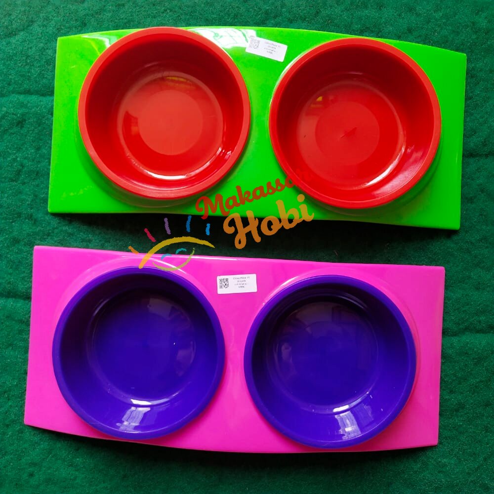 Mangkok Double Mini Chiro Plate 15 Set Tempat Makan Minum Hewan Kucing