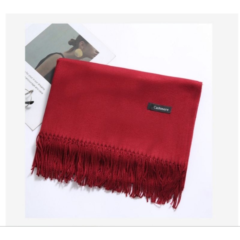 PASHMINA CASHMERE PREMIUM WINTER SUMMER  | PLAIN POLOS IMPORT SELENDANG HANGAT SYAL SCARF SCARVES DINGIN-5