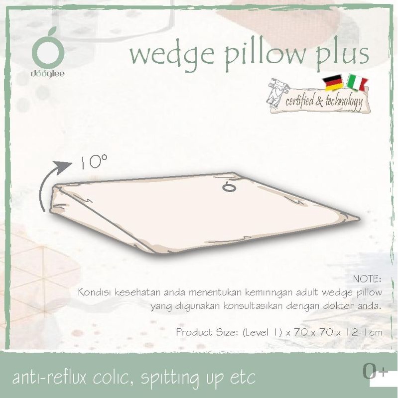 Dooglee Wedge Pillow PLUS Bantal untuk tidur miring / tidur tinggi