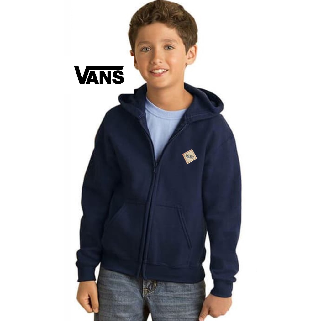 JAKET ANAK ZIPPER SWEATER HOODIE TEMPEL KULIT VANS KEKINIAN TERBARU BAHAN FLEECE USIA 2TAHUN SAMPAI 12TAHUN LAKI LAKI PEREMPUAN