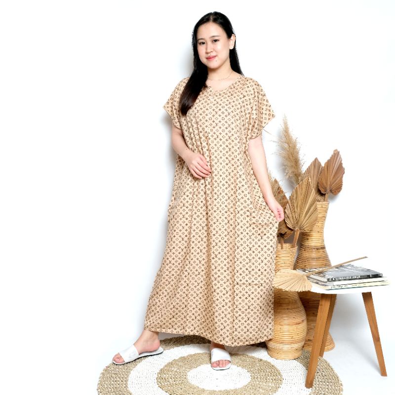 Daster busui bali habel rayon premium panjang semata kaki resleting-B35