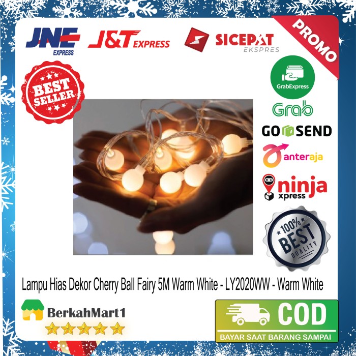 Lampu Hias Dekorasi Ruangan Cherry Ball Fairy 5M Warm White