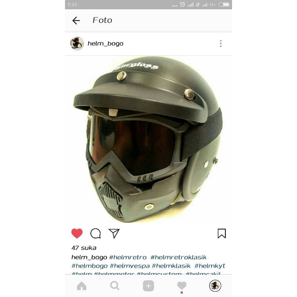 Helm Retro Bogo Cargloss Hitam dof + Goggle Mask Masker Kacamata kaca103
