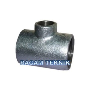 Reducer Tee 4" x 3" inch Vlok T Flok Vlock Verlop Besi Galvanis Drat Sambungan Fitting Pipa