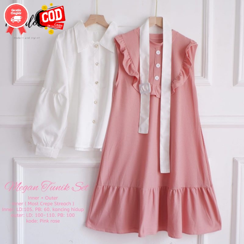 BISA COD|MEGAN TUNIK SET JUMBO BY KALALOVA Baju Fashion Wanita Dress Maxi Terbaru original