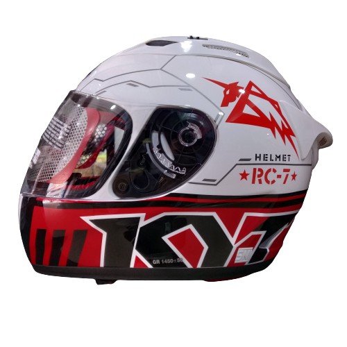 HELM KYT RC7 SERI 11 WHITE RED SINGLE VISOR ORIGINAL KYT