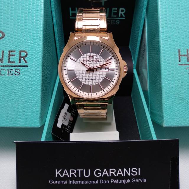 Jam tangan pria Hegner HW 3901 G Rosgold Original