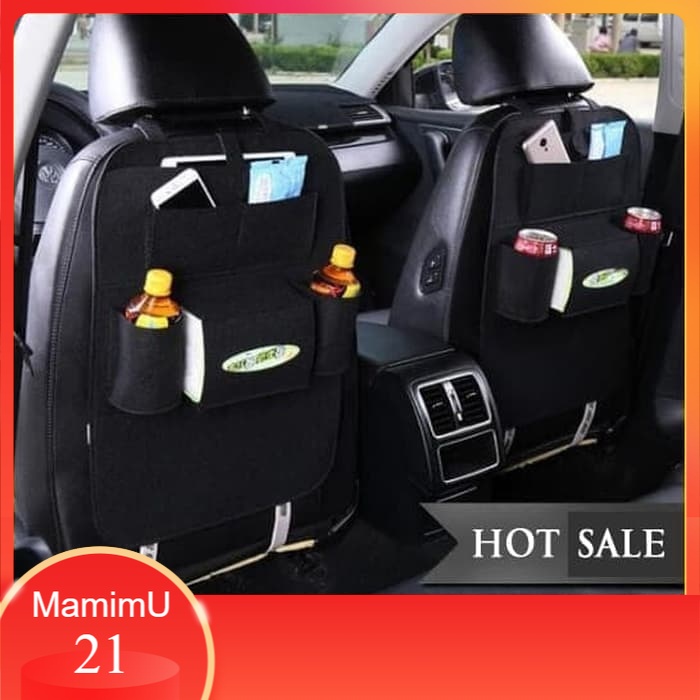 Car Seat Gen 4 - Tempat Tissue Botol Minum Laptop Gadget Buku Majalah Rak Belakang Kursi Mobil Hitam