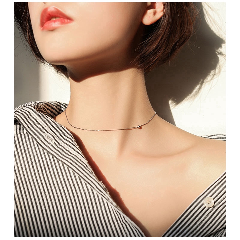 Trendy Silver Plated Beads Choker Necklace Short Clavicle Chain Necklaces Kalung Women Jewelry Sexy Girl Jewelry