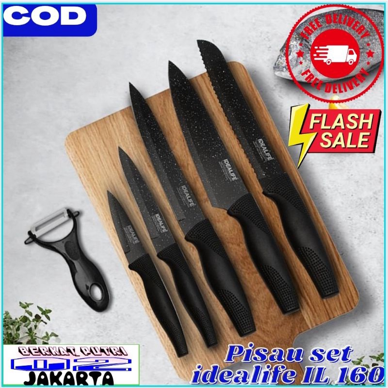 Pisau  Knife Set hitam IDEALIFE  IL 160
