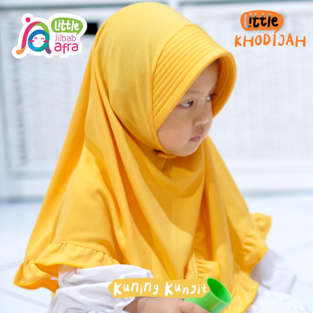 Jilbab Instan Anak Little Khodijah Kuning Kunyit - Little Jilbab Afra - Bahan Kaos, Adem &amp; Lembut